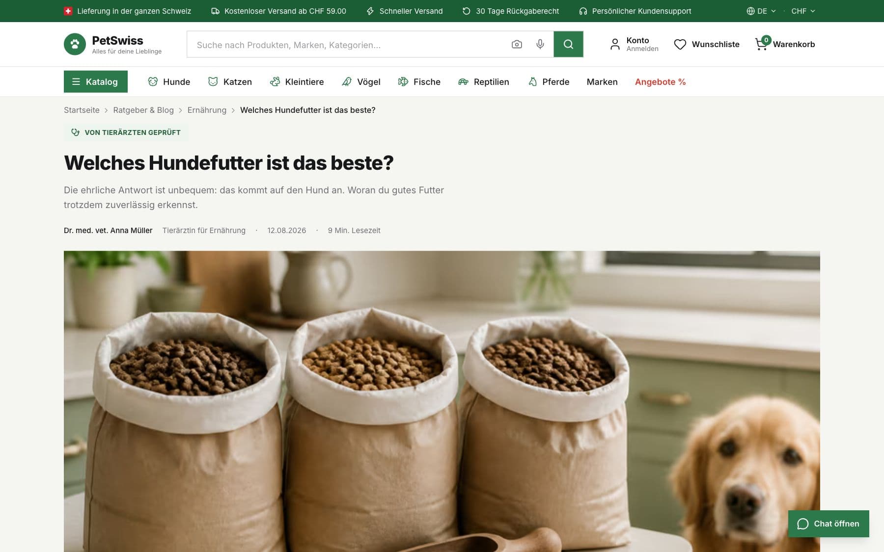 Сайт PetSwiss: Статья